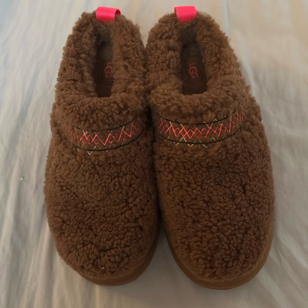 furry ugg platform tasman slippers